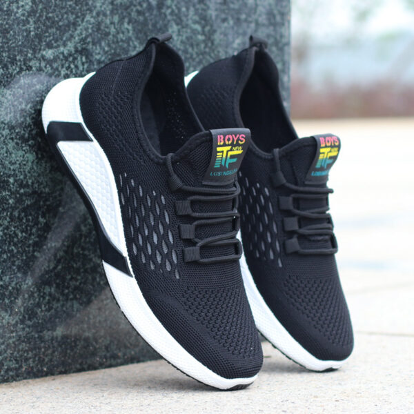 New Sports Shoes Men's Breathable Casual Mesh Shoes Comfort Increase Lace-up Non-slip Low-top Running Shoes - Image 4