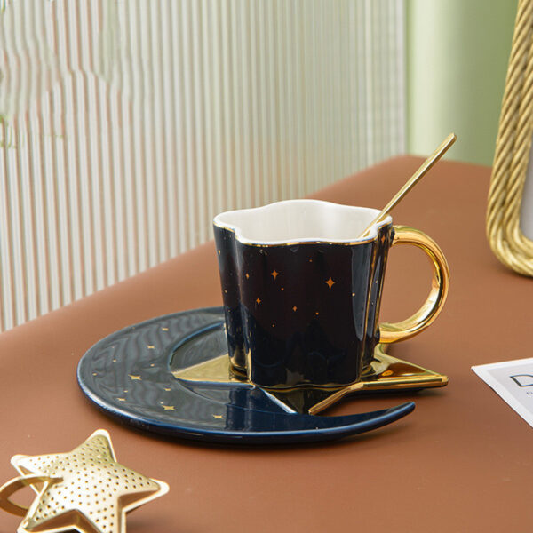 Creative Ceramic Cup With Star And Moon Saucer - Image 3