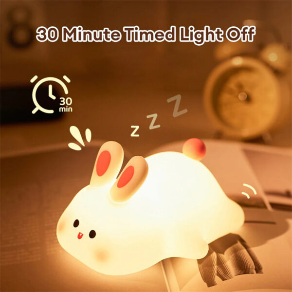 Cute LED Night Light Touch Sensor Cartoon Kid's Nightlights Big Face Rabbit Silicone Night Light Christmas Gift Bedside Lamp Home Decor - Image 7