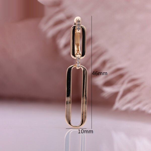 Micro-inlaid Natural Zircon Long Dangle Hollow Rose Gold Earrings - Image 2