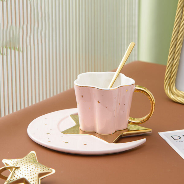 Creative Ceramic Cup With Star And Moon Saucer - Image 6