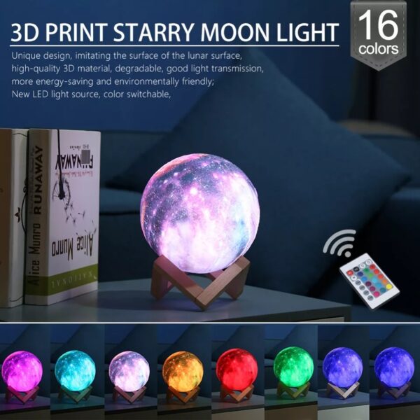 LED USB Star Galaxy Moon Lamp Stand Remote 3D Bedroom Night Light USB LED Earth Planet Lamp - Image 6