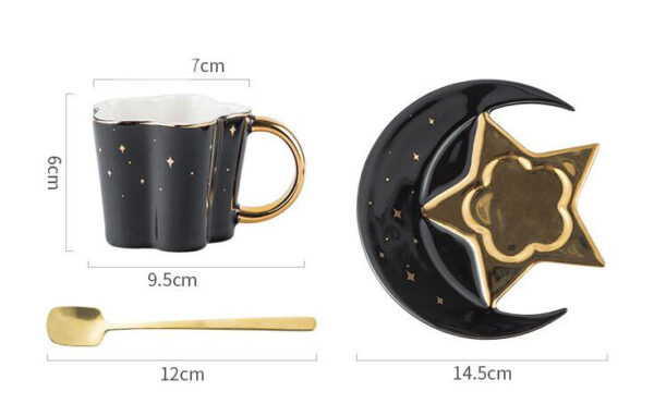 Creative Ceramic Cup With Star And Moon Saucer - Image 4