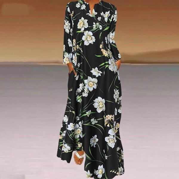 Women's Casual Long-sleeved Printed Dress - Image 4