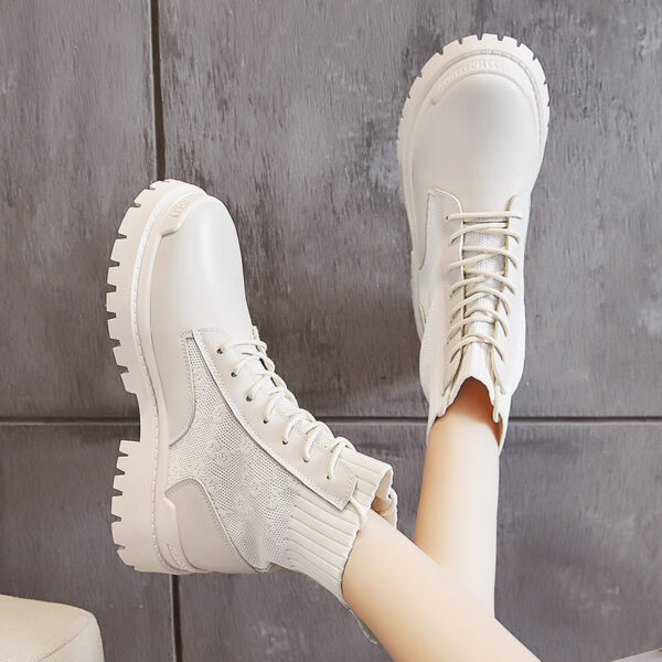 Spot Winter New High Top British Martin Boots Korean Fashion Short Boots Solid Lace Up Women"s Shoes - Image 5