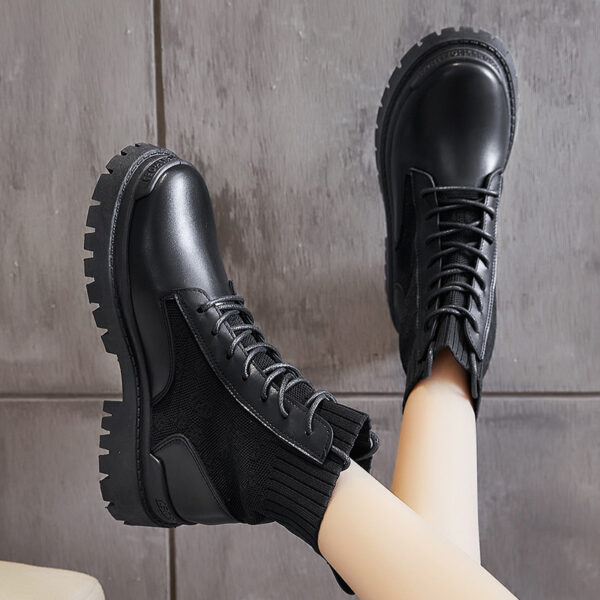 Spot Winter New High Top British Martin Boots Korean Fashion Short Boots Solid Lace Up Women"s Shoes - Image 3