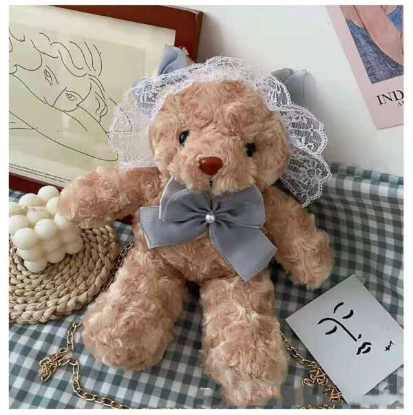 Lace Lolita Bear Plush Toy Bag Women''s Fashion Chain One Shoulder Messenger Bag Cute Cartoon Doll Bag - Image 2