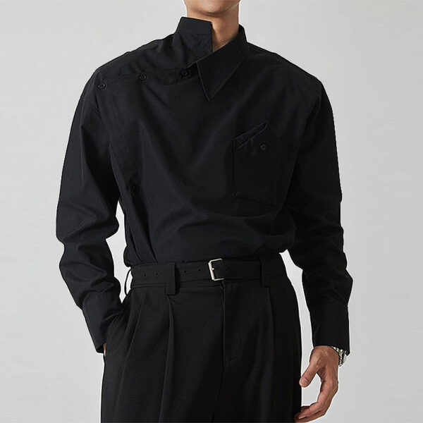 Irregular Lapel Shirt French Men's Clothing - Image 2