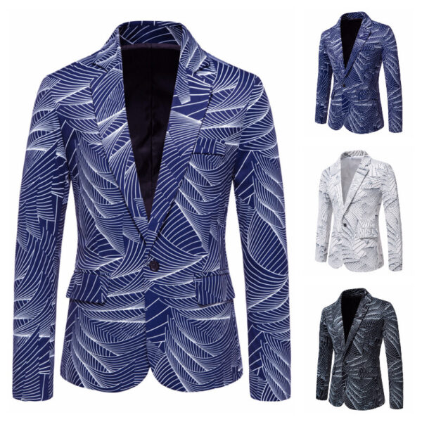 Men's One Button Printed Suit - Image 4