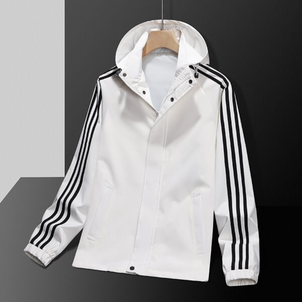 Casual Jacket All-matching And Handsome Striped Sports Detachable Hat Top - Image 7