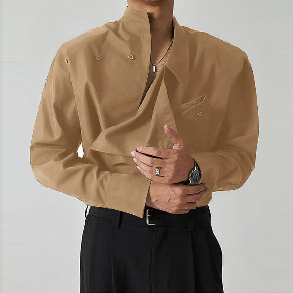 Irregular Lapel Shirt French Men's Clothing - Image 6