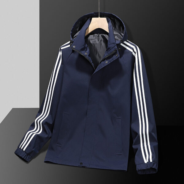 Casual Jacket All-matching And Handsome Striped Sports Detachable Hat Top - Image 2