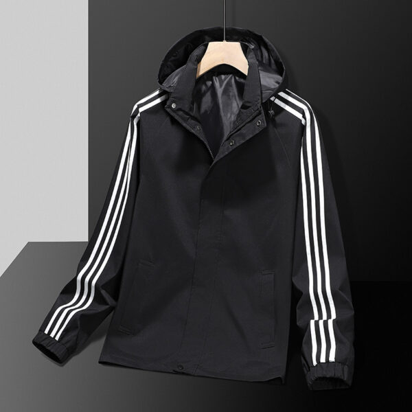 Casual Jacket All-matching And Handsome Striped Sports Detachable Hat Top - Image 5